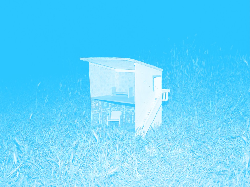 La miniature d'une maison sur l'herbe. La photo a un filtre de couleur.